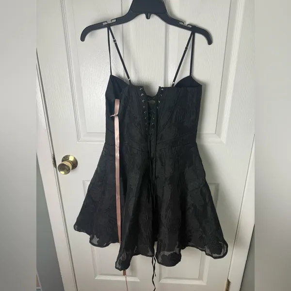 House of CB Serenita Black Floral Lace Back Mini Dress XL - Image 7