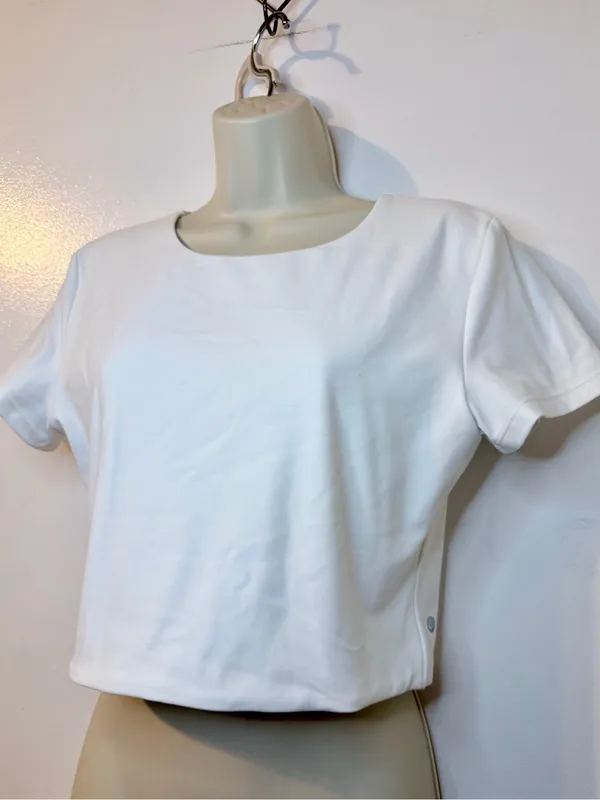 CRZ Yoga White Crop Short Sleeve Tee Workout Top Medium - Image 3