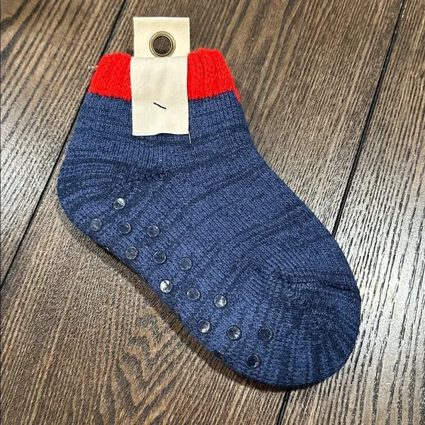 Free People Cozy Slipper Socks NEW Blue Red Grip Bottoms Lounge Cabin Socks OS - Image 5