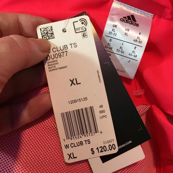 Adidas Club Track Jacket XL Pink White Full Zip NWT - Image 7
