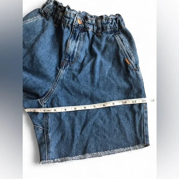Zara Women's short Blue 100% Cotton with elastic waist Size 2 - Image 10