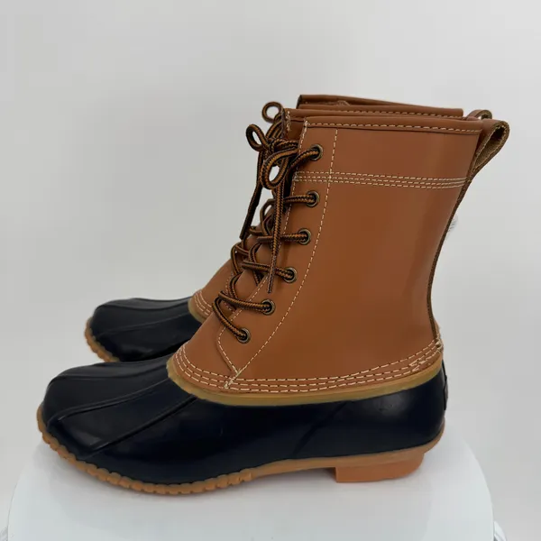 Lands' End duck boots women's 6.5 rubber leather lace up waterproof winter lined - Image 4