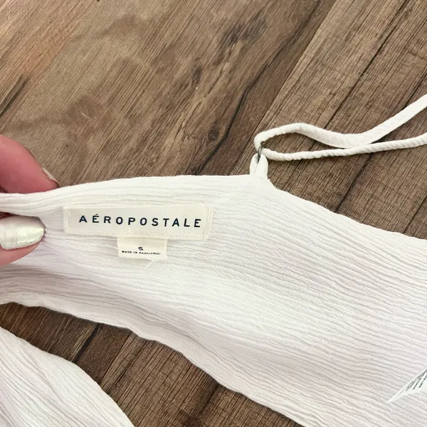 Aeropostale Lace Tie-Back Cropped Cami White   - Image 9