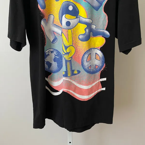 Market XL Black Short Sleeve T-Shirt Yin Yang Peace Earth Graphic Streetwear Tee - Image 3