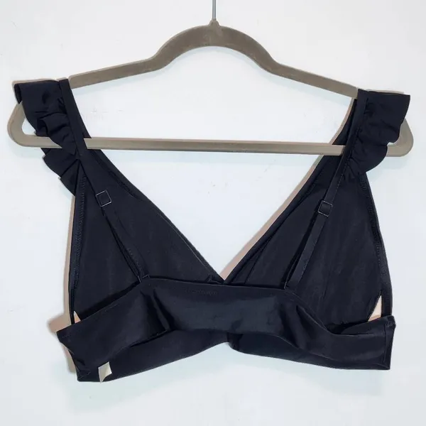 Aerie Black Ruffle Bikini Top NWT Size XL Black Triangle Bikini Top - Image 4