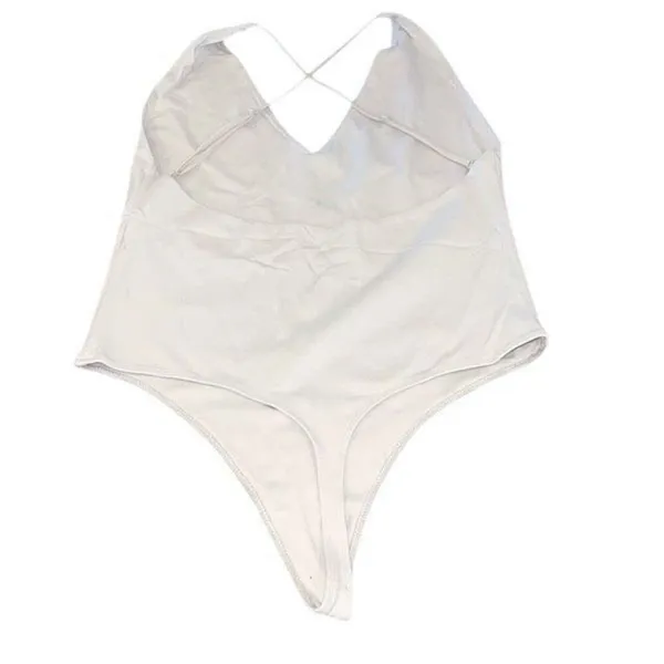 Aritzia Babaton Womens V-Neck Criss-Cross Back Sleeveless One-Piece Bodysuit Sto - Image 3