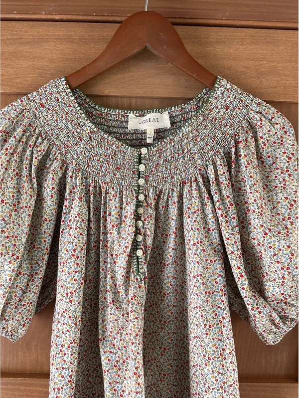 The GREAT. The Honey Top in Cream Mini WildFlower Print Women’s size 1 Small - Image 5