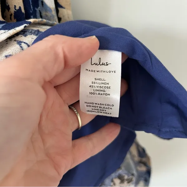 Lulu’s Sunny Attraction Navy Floral Linen Bustier Belted Mini Dress NWOT Large - Image 8