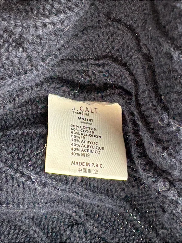 John Galt Navy Blue Cable Knit V-Neck Sweater Vest - Image 6