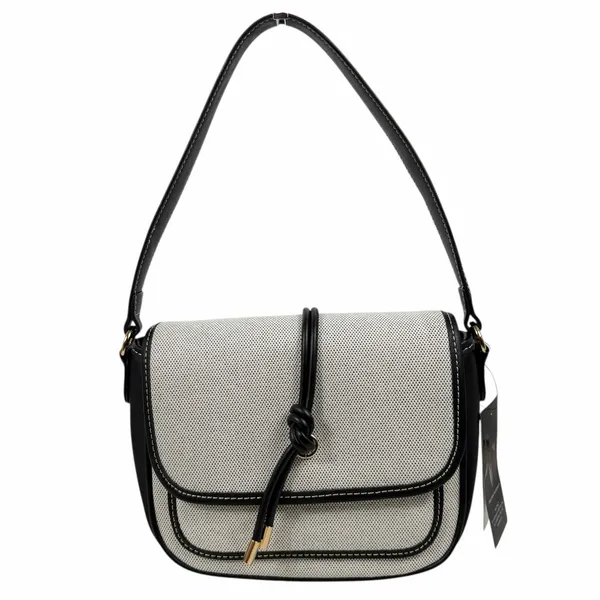 Nine West Birdi Canvas Shoulder Bag Crossbody Bag Black White - Image 3