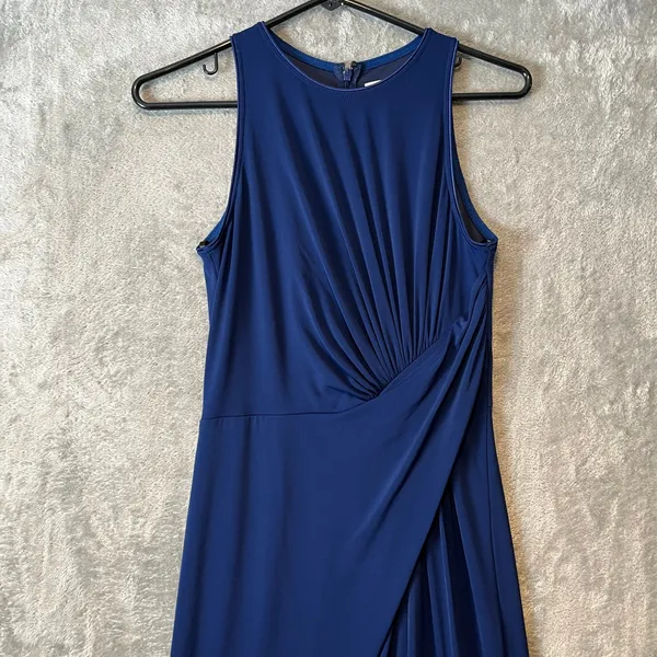 Tadashi Shoji Sho Navy Blue Sleeveless Gown Elegant Draped Evening‎ Formal Sz XS - Image 2