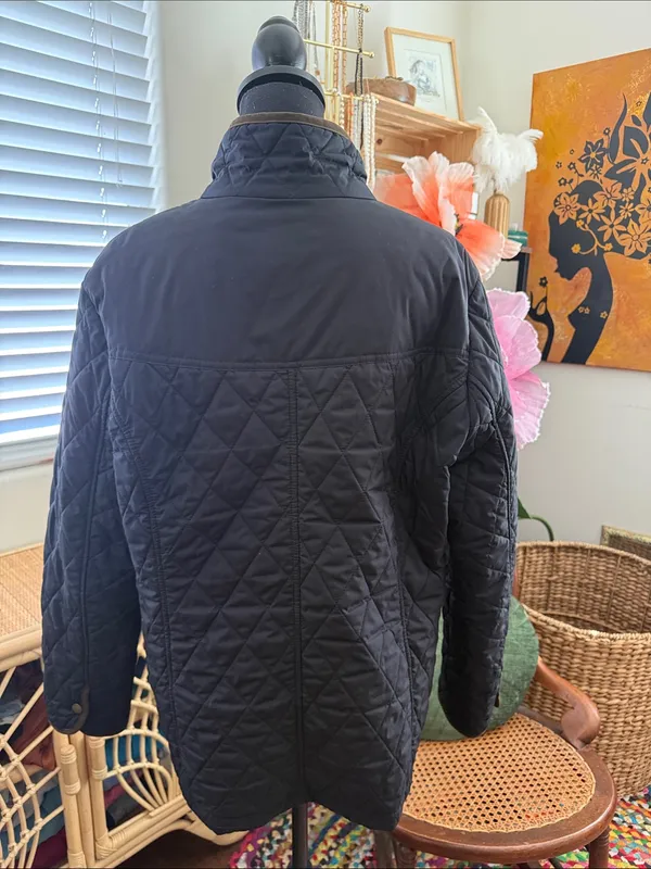 Lands' End Black Brown Diamond Quilted Equestrian English Country Barn Jacket - Image 2