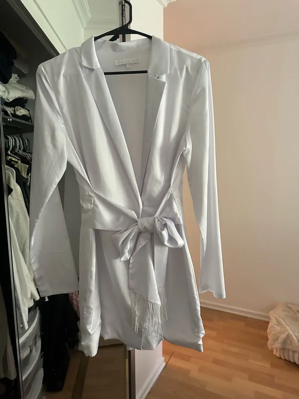 White blazer satin dress Size M - Image 4