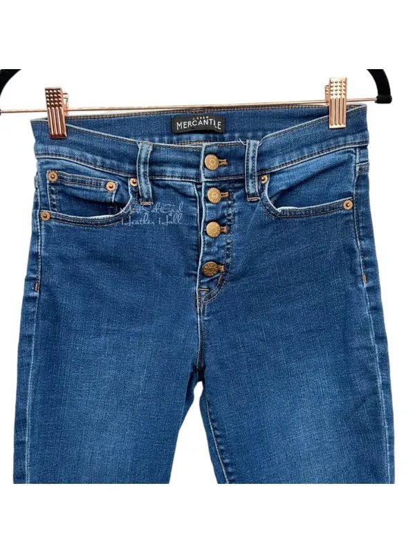 J. Crew Mercantile Button Fly Dark Wash Skinny Fit Denim Jeans Size 26 - Image 3