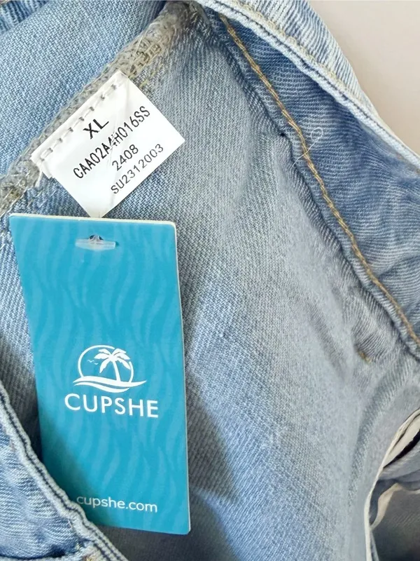 NWT Cupshe Blue Denim Notched Hem Mini Skort - Size: Extra Large - Image 4