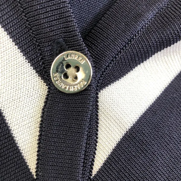 Lauren Ralph Lauren womens striped lightweight cardigan blue/white medium - Image 4