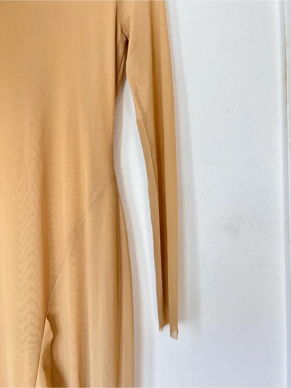 NWOT Zara Brown Mesh‎ Ruffle Maxi Dress Small Sheer Layered Cocktail Dress - Image 6