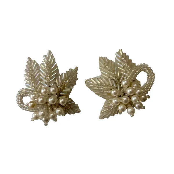 Vintage Pearl Bead White Opalescence Shoe Clips 2" x 2" Wedding Event New - Image 2