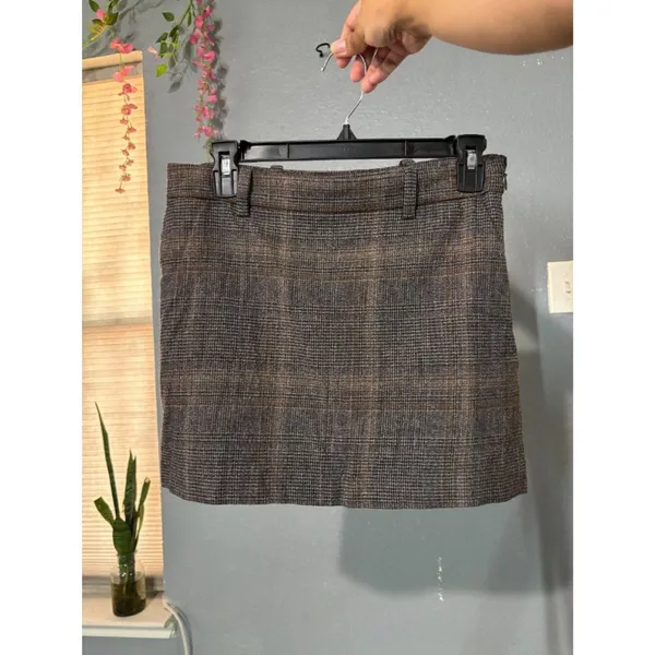 Madewell Size 2 Brown Plaid Mini Skirt Tailored Preppy Academia Fall Office Y2K - Image 5