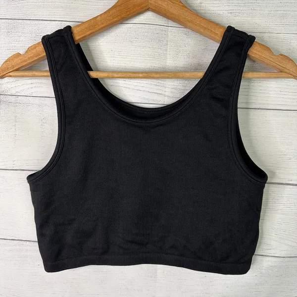 Aerie Womens Black Ribbed Seamless Crop Tank Top Size Large - Image 4