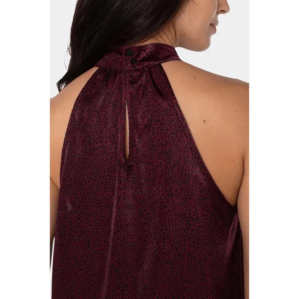 Liverpool Mock Neck Halter Top in Burgundy Leopard Print, NWT, Size S - Image 7