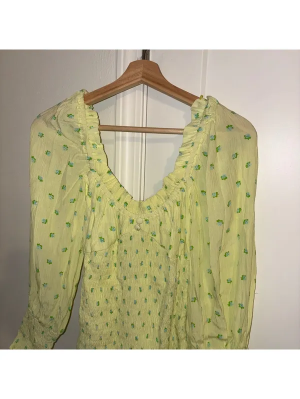 Faithfull The Brand NWT $189 Size M Gombardy Mini Dress Bisset Floral Yellow - Image 4