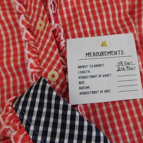 LILLY PULITZER Red White Blue Gingham Plaid Ruffled Buttondown Top Blouse Size 6 - Image 11