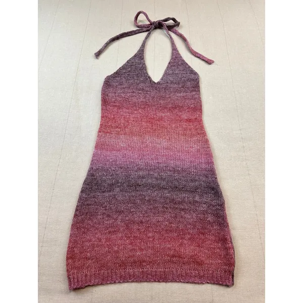 Princess‎ Polly | Blair Halter Mini Dress Pink Ombre Knit | Women's S/M - Image 2