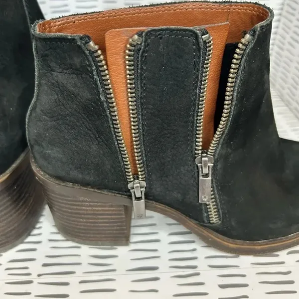 Lucky Brand LK-ROQUEE Black Suede Double Zip Ankle Booties Sz 9M/39 Boho Grunge - Image 5