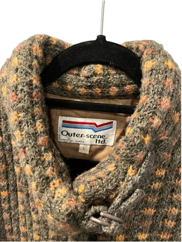 Vtg 80s Outer-Scene Quilted Knit Parka Jacket GrandmaCore Earthy Oversized Large - Image 3