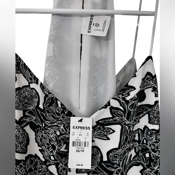 Express Black and White Floral Spaghetti Strap Top - Image 2