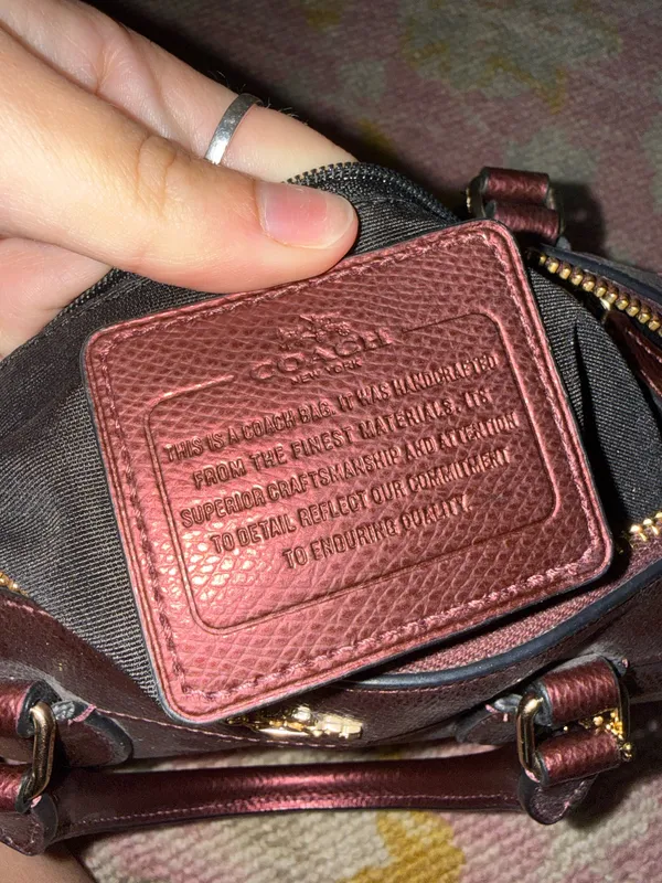Coach Mini Bennett Satchel Crossgrain Leather Metallic Cherry Crossbody - Image 7