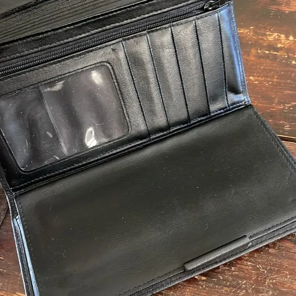 Buxton Black Leather Wallet W/Checkbook Holder - Image 4