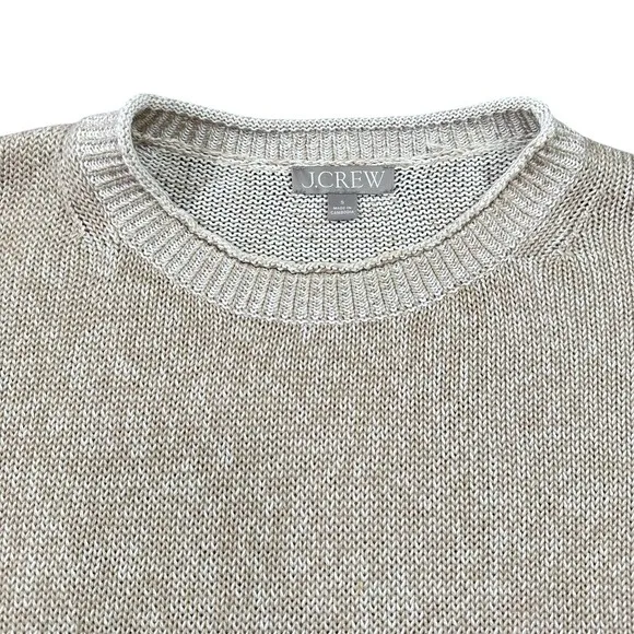 J. Crew‎ Size Small Marled Knit Crewneck Sweater Tan Cream Long Sleeve Coastal - Image 2