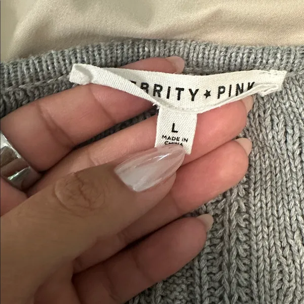 Celebrity Pink Gray Short Sleeve Cardigan - Image 2