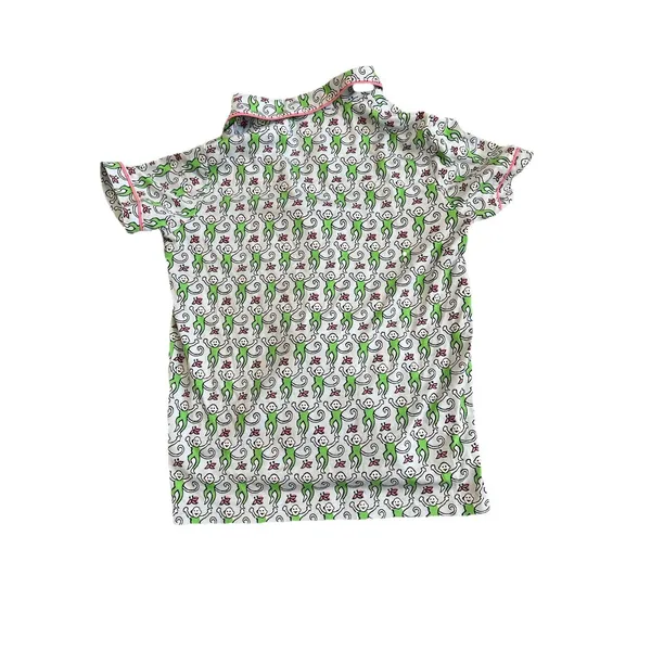 New Roller Rabbit Blue Green Lovely Monkey 12 Days Polo PJ Pajama Short S - Image 5