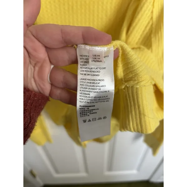 Free People We the Free Yellow Santa Clara V-Neck Oversized Thermal M Slouchy - Image 6