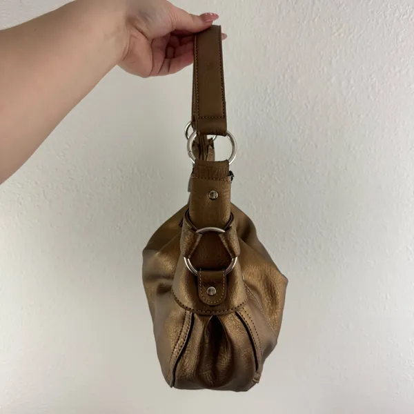 Vintage Y2K Metallic Copper Brown Studded Slouchy Hobo Shoulder Bag - Image 5