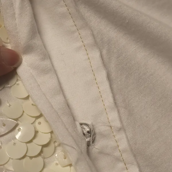 TINY Anthropologie Sequin Shell Bead Top Womens Size S White‎ Boho Beachy Summer - Image 6