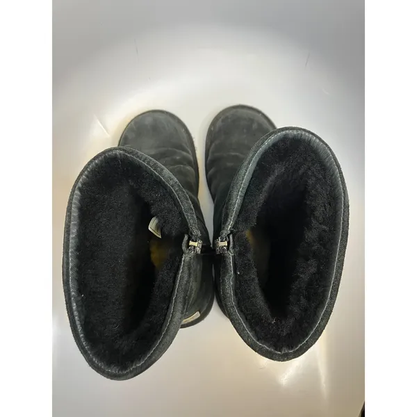 UGG Australia Mid Calf Boots Womens 10 Black Good Suede Shearling Zip 1889 - Image 5