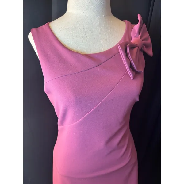 Betsey Johnson Pink Bow Shoulder Asymmetrical Sheath Dress Size 2 - Image 2