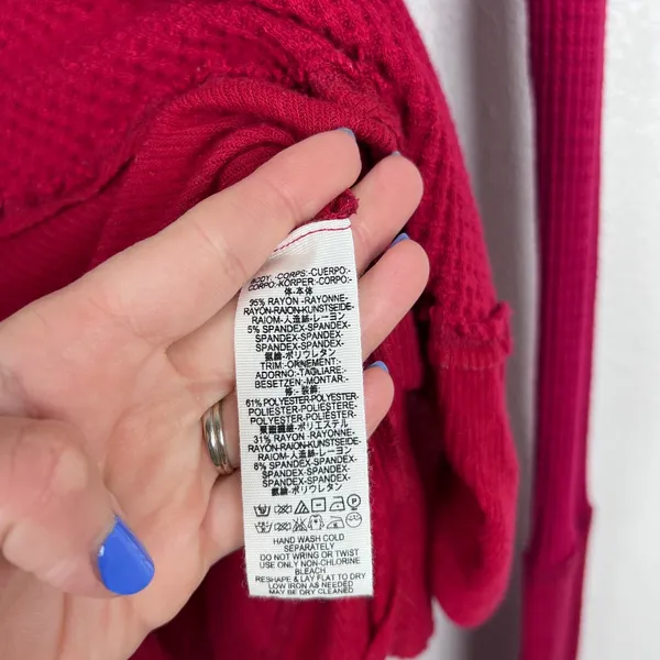 Free people Women's Catalina Thermal Top Red Sz XS - Image 8