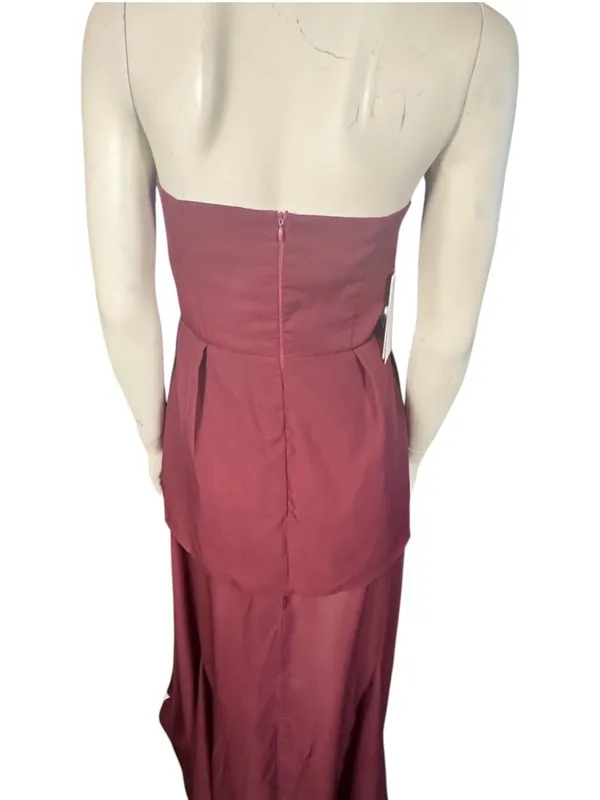 Witness of Love Strapless, Structured Mini Dress w/Chiffon Overlay Wine 6 NWT - Image 7