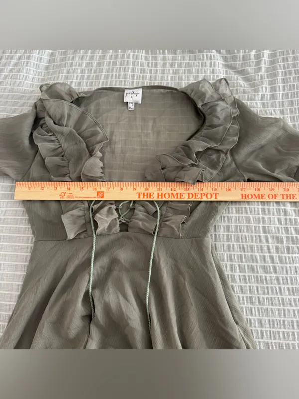 Princess‎ Polly Sage Green Ruffle Mini Dress Size 4 - Image 4