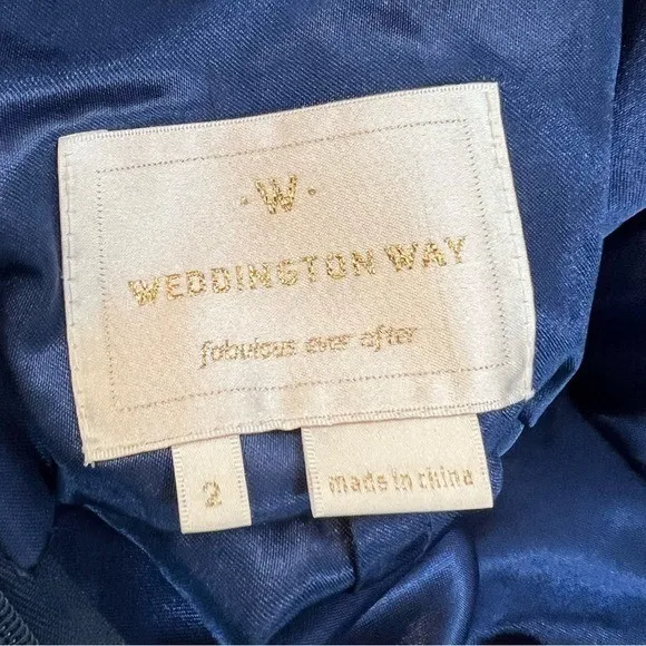 Weddington Way Navy Blue Chiffon Pleated Maxi Dress‎ Size 2 - Image 5