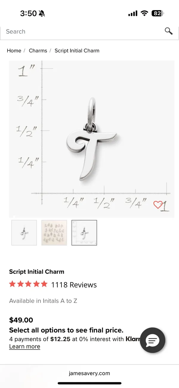 James Avery Script Initial Charm T - Image 4