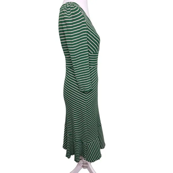 Anthropologie Maeve Green Striped Ribbed Knit Maxi Dress Small - Image 9