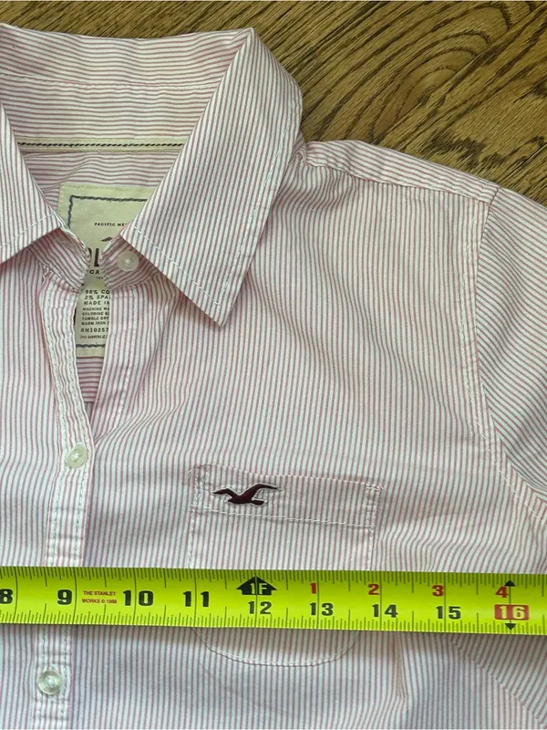 Y2K Hollister Striped Button Down Collared Shirt Preppy Size M - Image 6