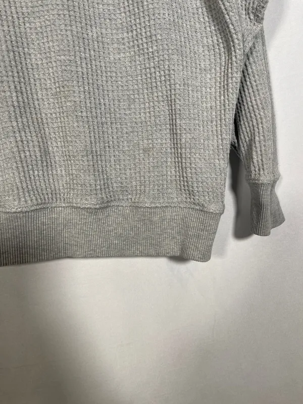 Aerie Womens Brooklyn Waffle Crewneck Sweatshirt Gray Xs Oversized - Image 3