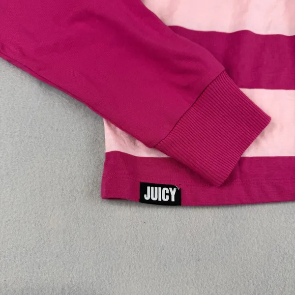 Juicy by Juicy Couture Pink Striped Long Sleeve Cropped Rugby Polo Shirt Small - Image 9